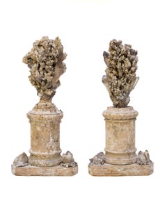 Pair of 17th Century Italian 'Florence Fragments' with Fossil Coral and Citrine