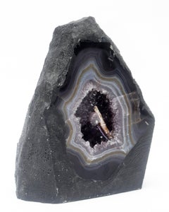 Polished Agate Amethyst Cathedral with Natural Baroque Pearl and Shell