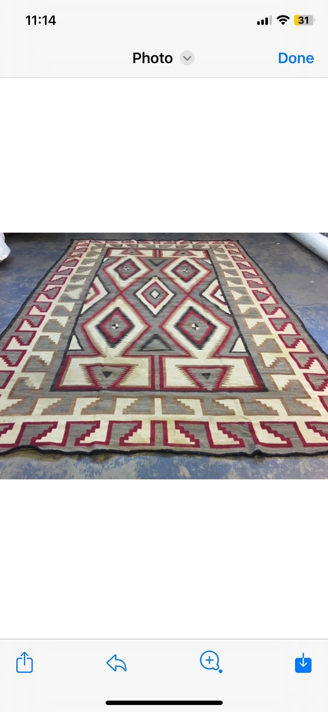 Hand-Knotted Rare Antique Native American Navajo Weaving Grey Ivory Rug, circa 1920s-1930s For Sale