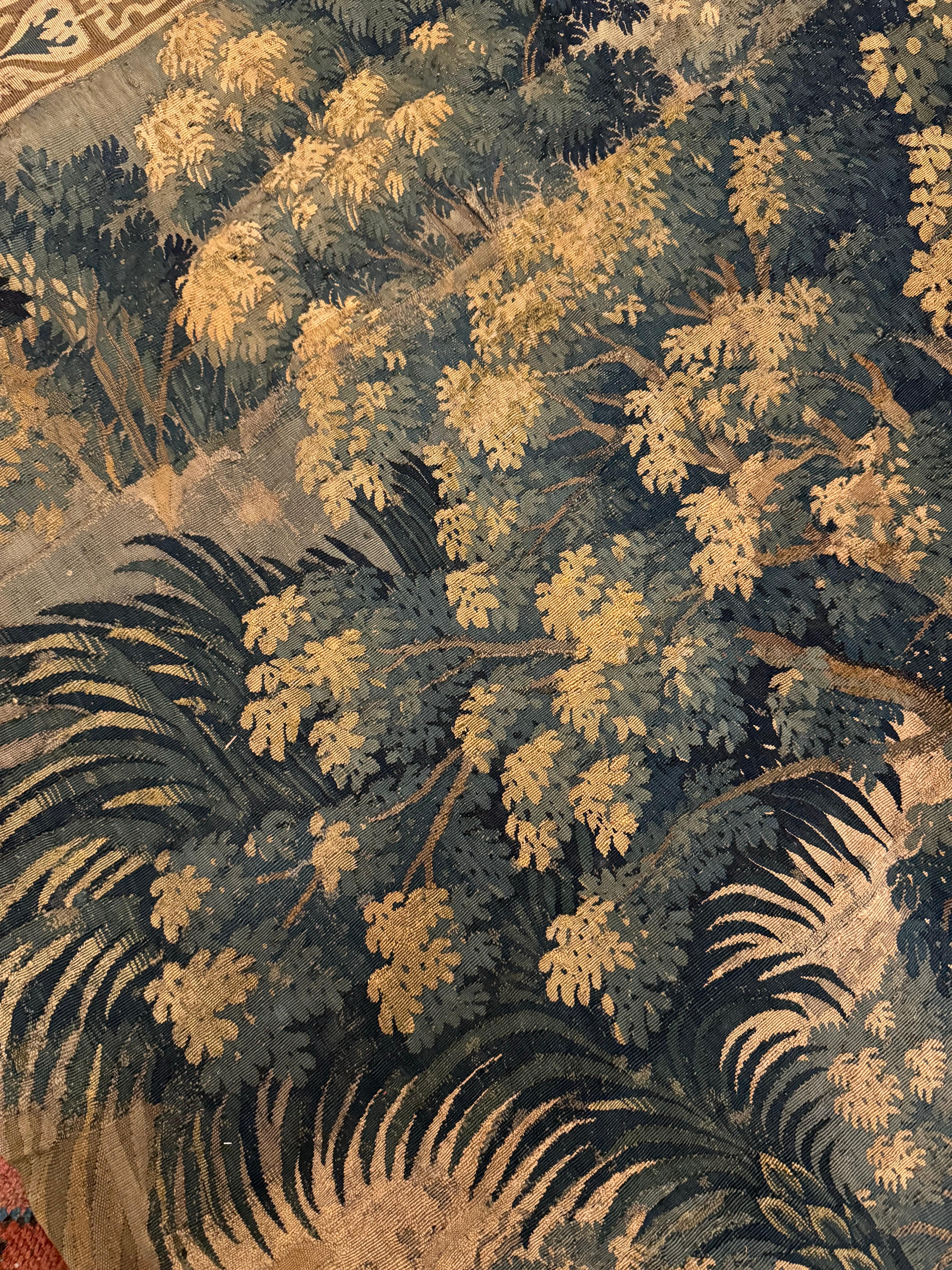Antique 18th Century French Aubusson Landscape Tapestry with Palm Trees 2