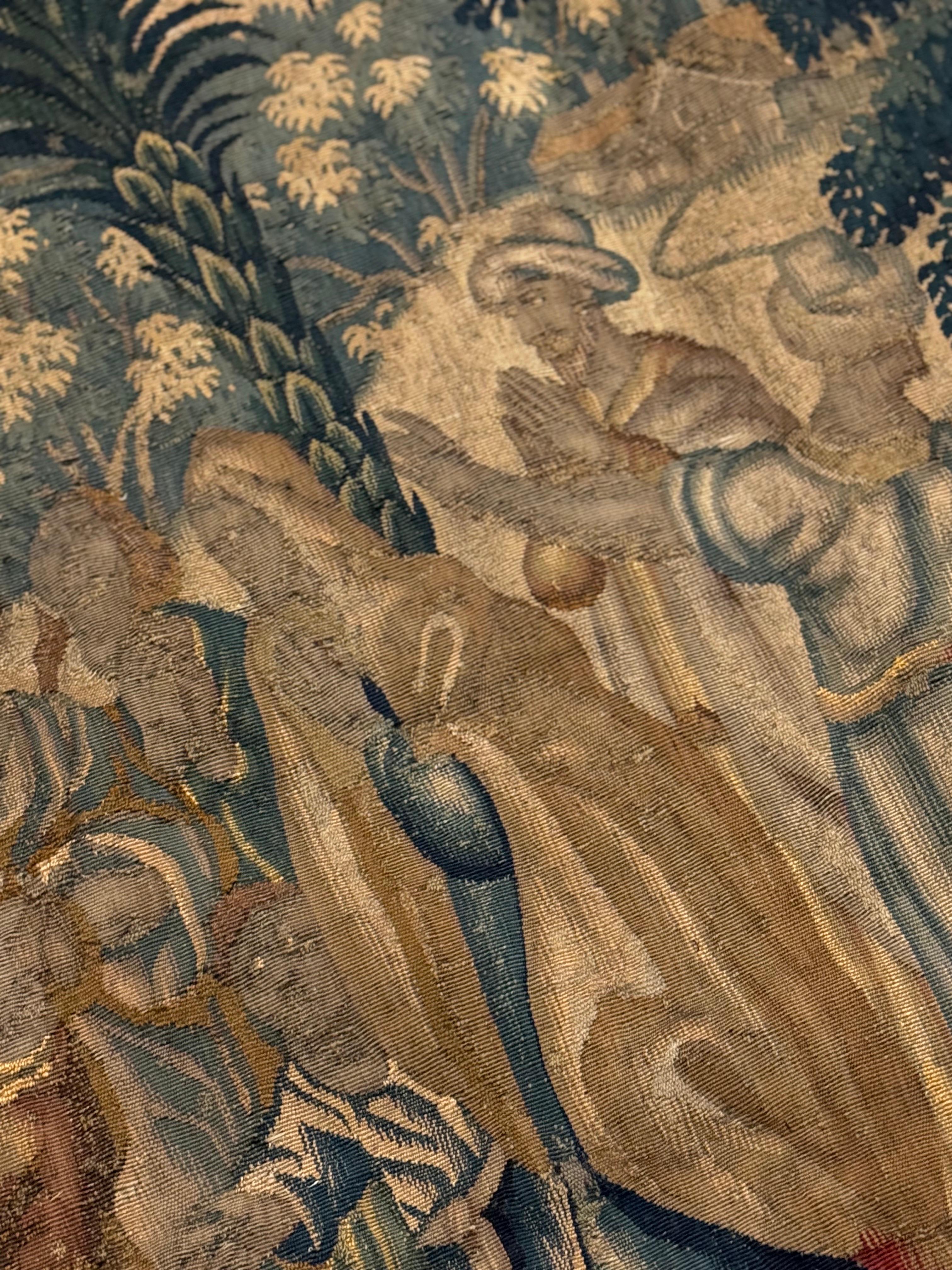 Antique 18th Century French Aubusson Landscape Tapestry with Palm Trees 4