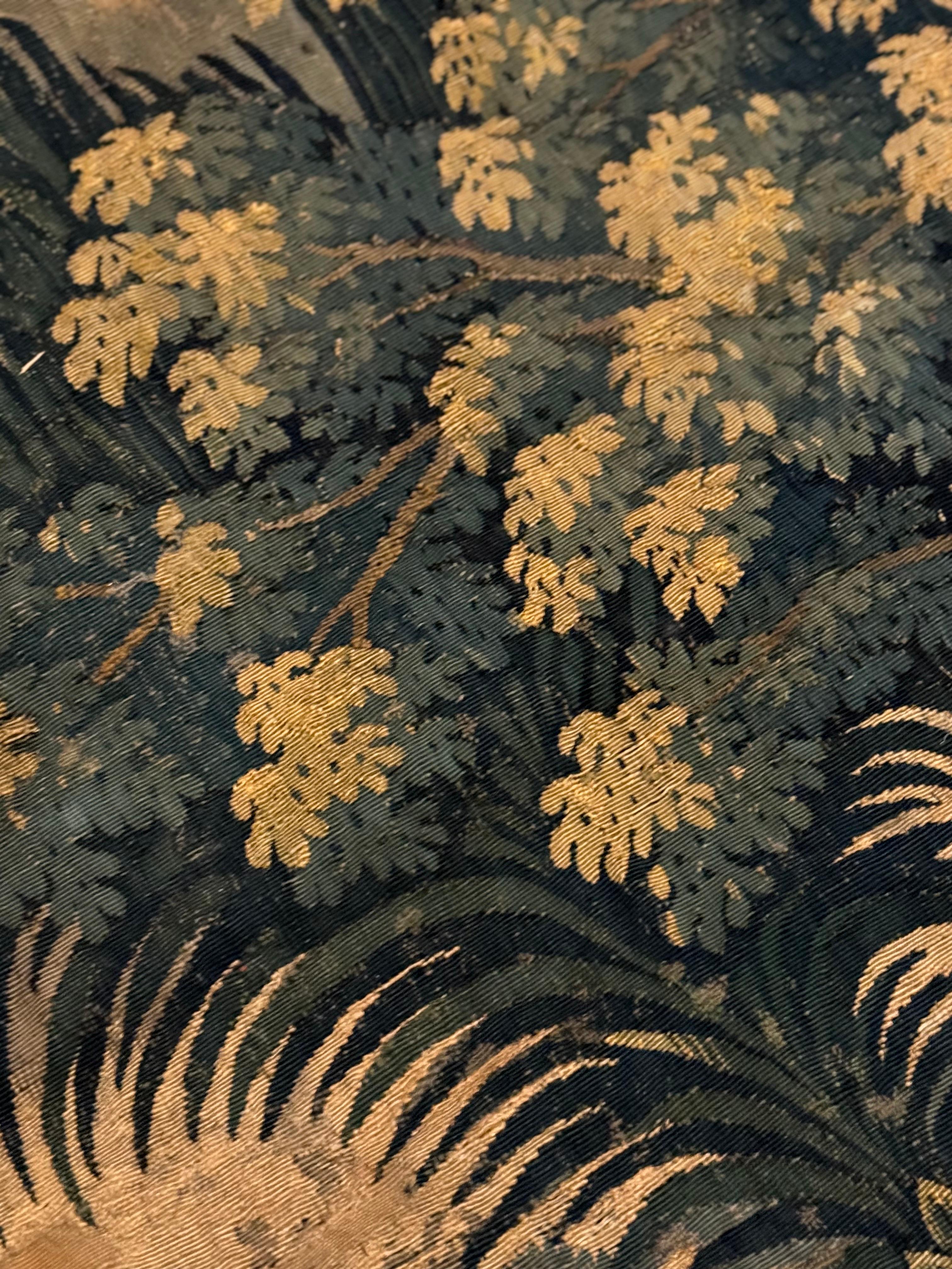 Antique 18th Century French Aubusson Landscape Tapestry with Palm Trees 5