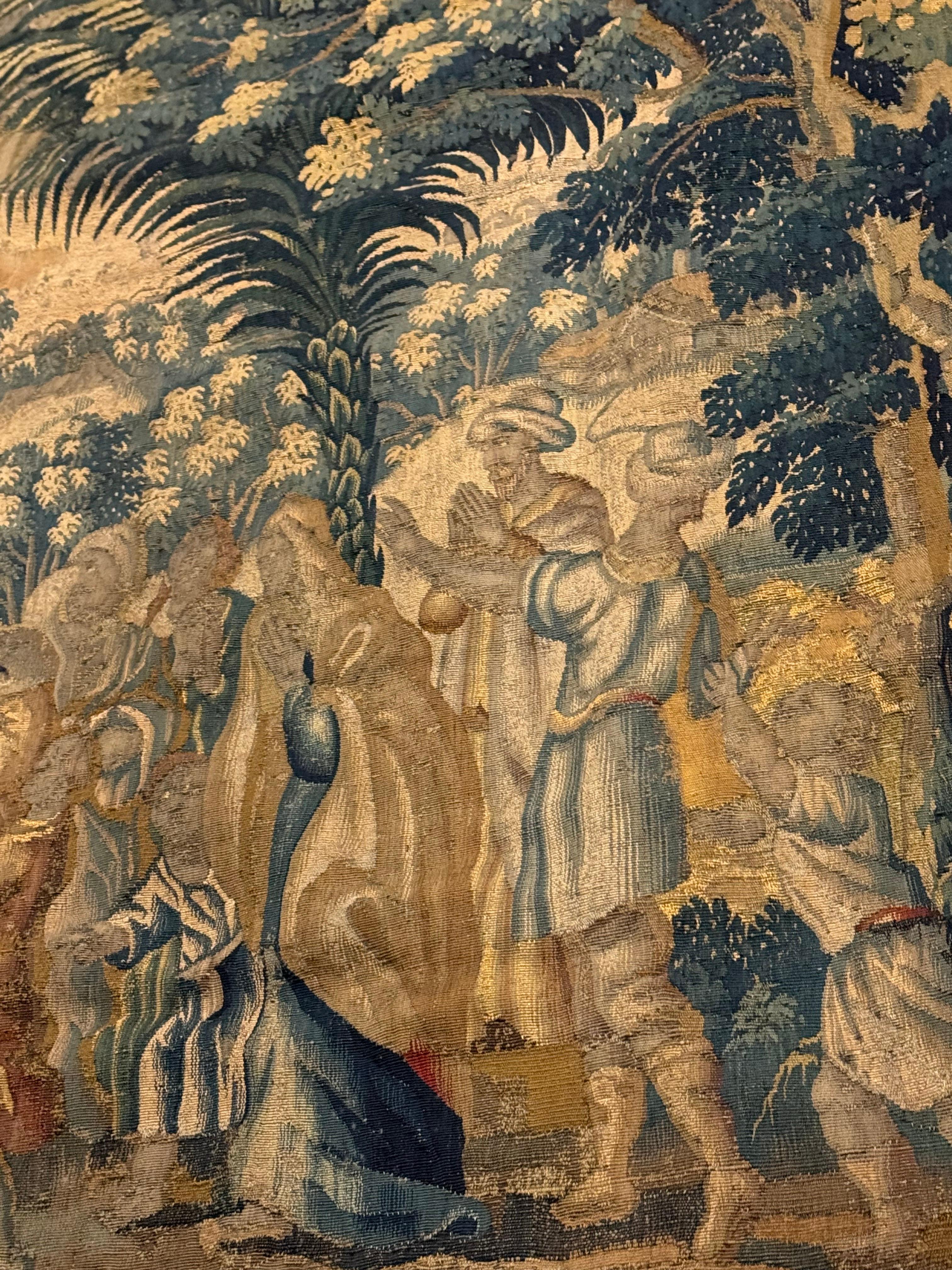 Antique 18th Century French Aubusson Landscape Tapestry with Palm Trees 7