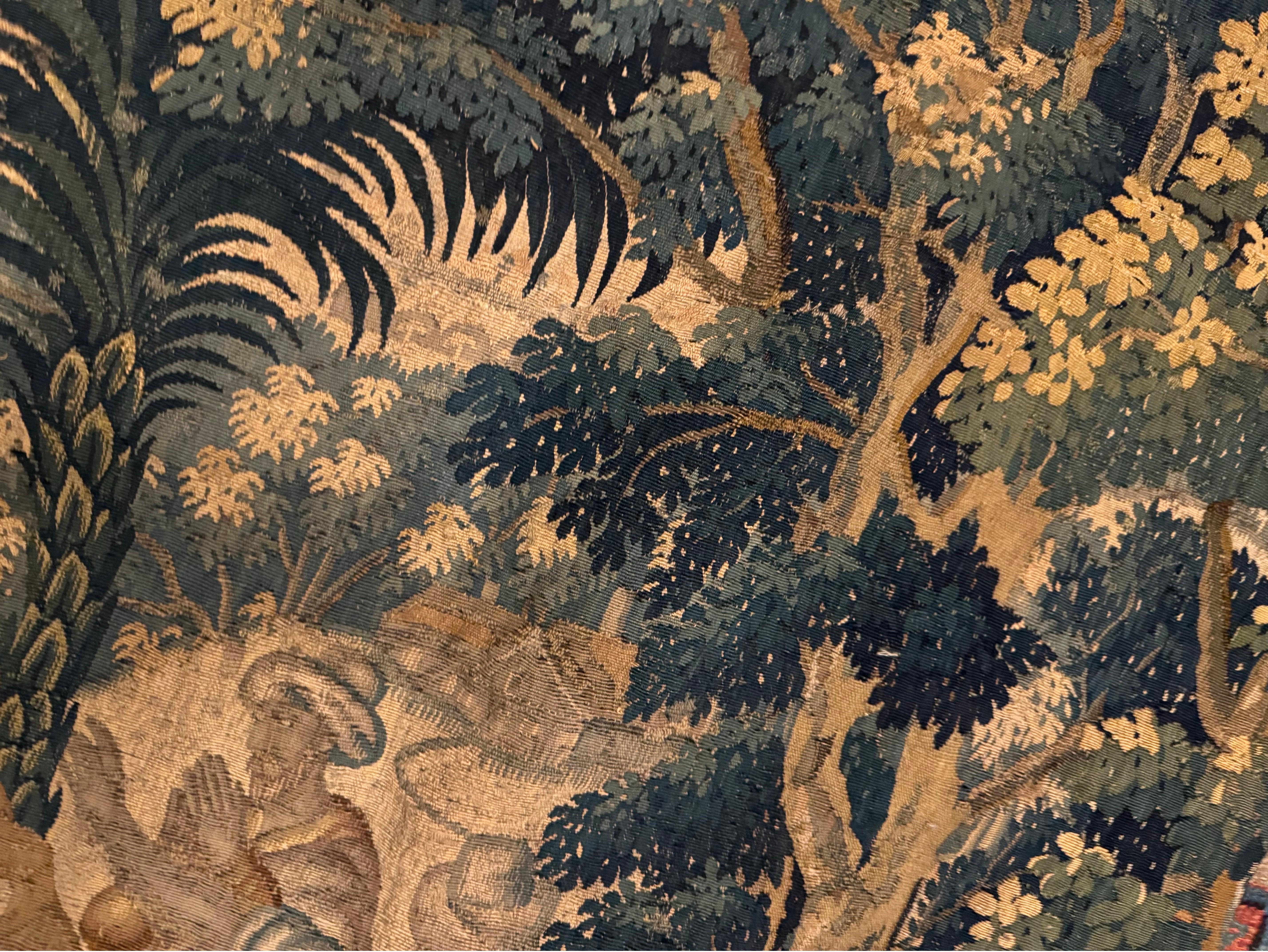 Antique 18th Century French Aubusson Landscape Tapestry with Palm Trees 3