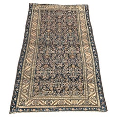 Antique Grey Blue Malayer Runner Long Rug 5 x 12.2ft