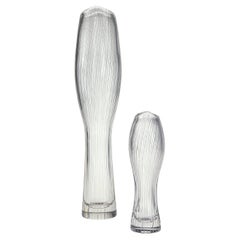 Scandinavian Modern Tapio Wirkkala Two Crystal Line Cut Art-Objects Handblown