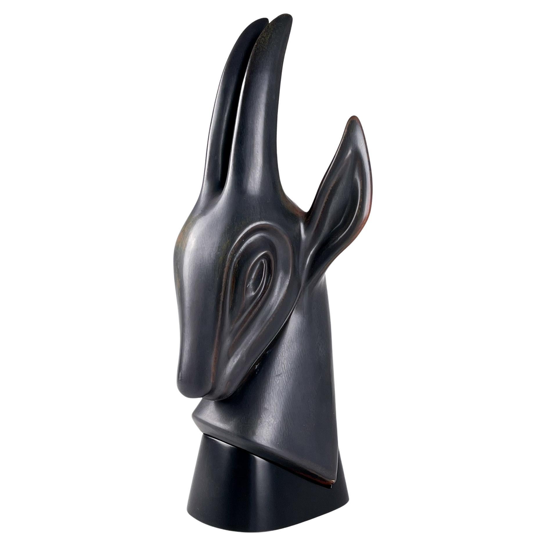 The Modern Modern Gunnar Nylund Stoneware Antilope Sculpture Rörstrand ca 1955 en vente