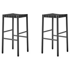 Pair of Betty Tk8, Bar Stool, Black W.Black Webbing by T & K for &Tradition