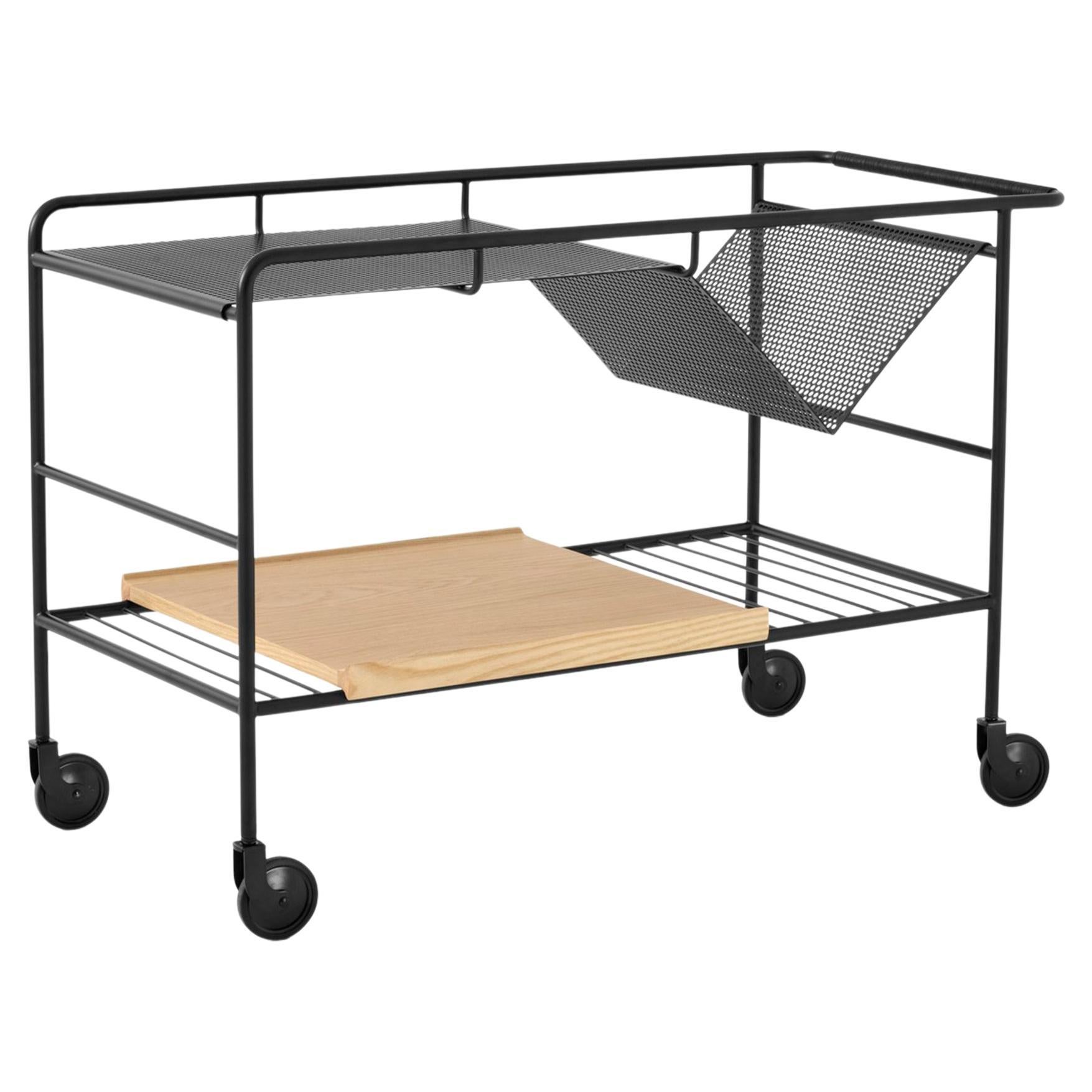 Trolley Alima NDS1 Nero Opaco Acciaio/Oak, di Note Design Studio per &Tradition