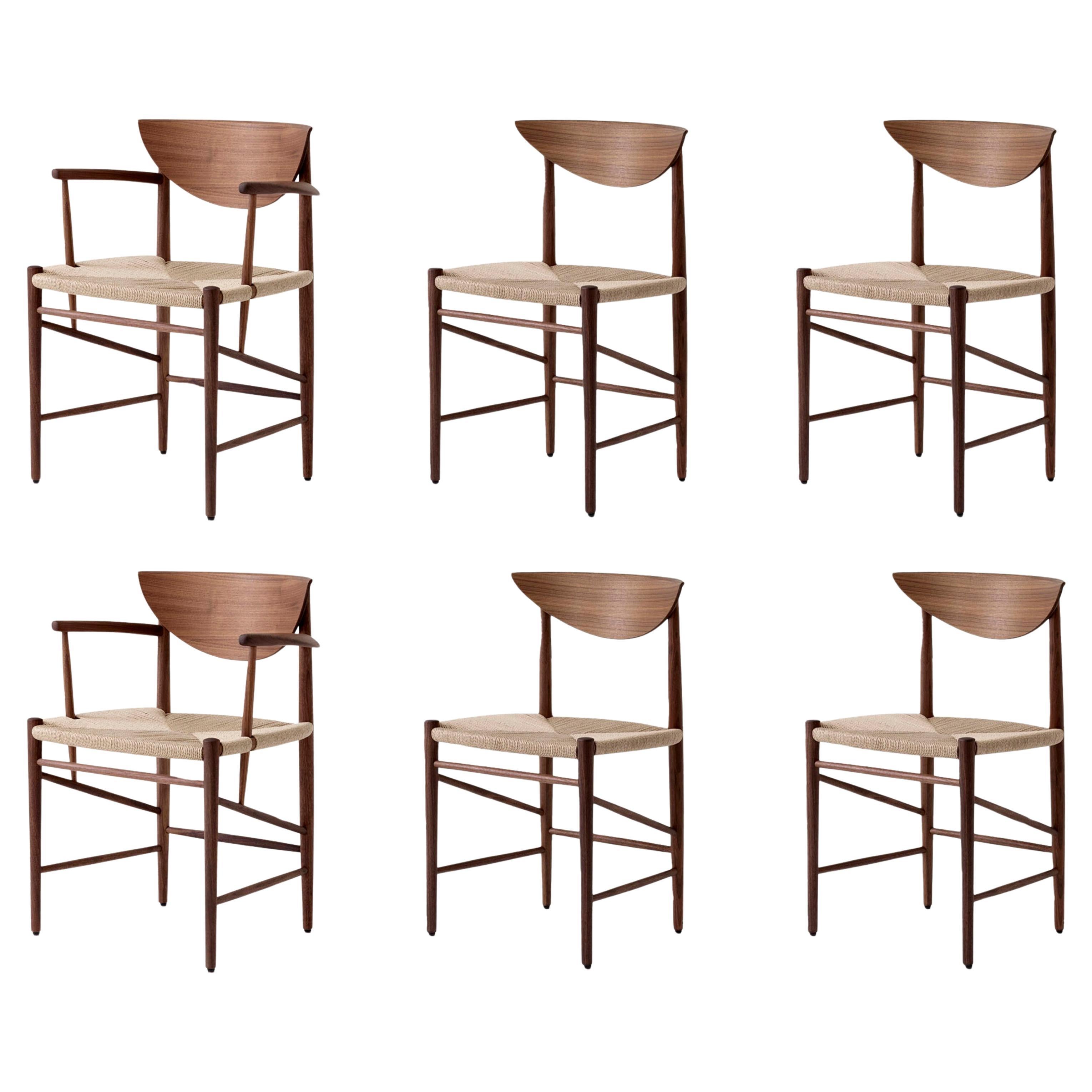 Set of 4HM3 & 2HM4 Drawn Chairs , Oiled Walnut by Hvidt &Mølgaard for &Tradition For Sale