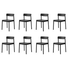 Lot de 8 chaises Betty Tk3-Cuir noble aniline Noir/Black Frêne laqué- &T