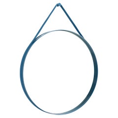 Specchio da cinturino n. 2, D70 in acciaio verniciato a polvere blu di Hay