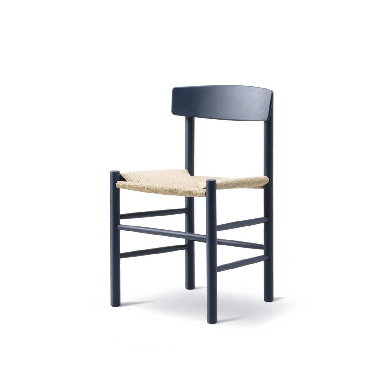 Papercord Børge Mogensen Pair of J39 Mogensen Chairs, Natural Paper Cord/Beech Indigo Blue For Sale