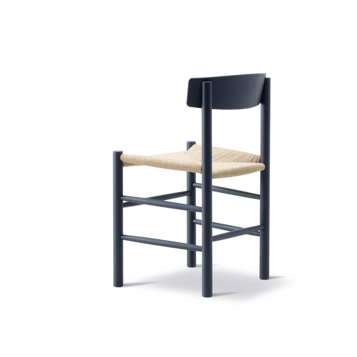 Børge Mogensen Pair of J39 Mogensen Chairs, Natural Paper Cord/Beech Indigo Blue For Sale 2