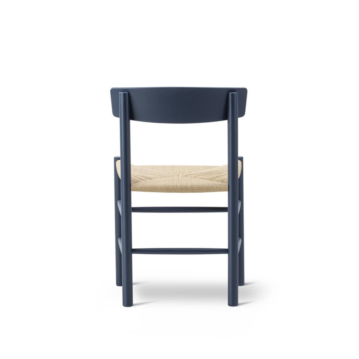 Børge Mogensen Pair of J39 Mogensen Chairs, Natural Paper Cord/Beech Indigo Blue For Sale 1