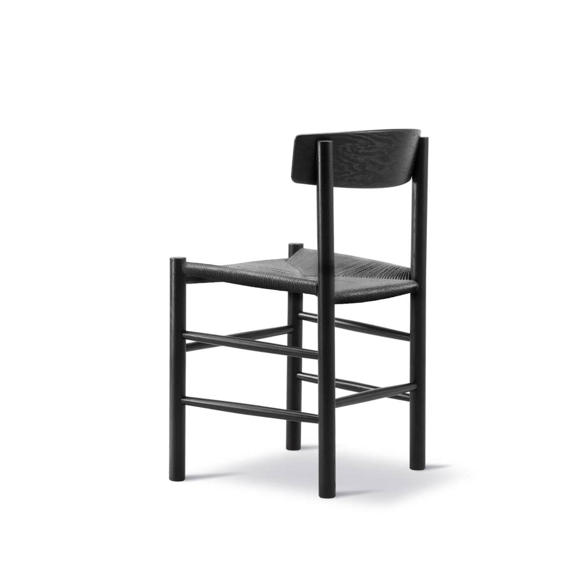 Papercord Børge Mogensen Pair of J39 Mogensen Chairs, Black Paper Cord/Black Lacquered Oak For Sale