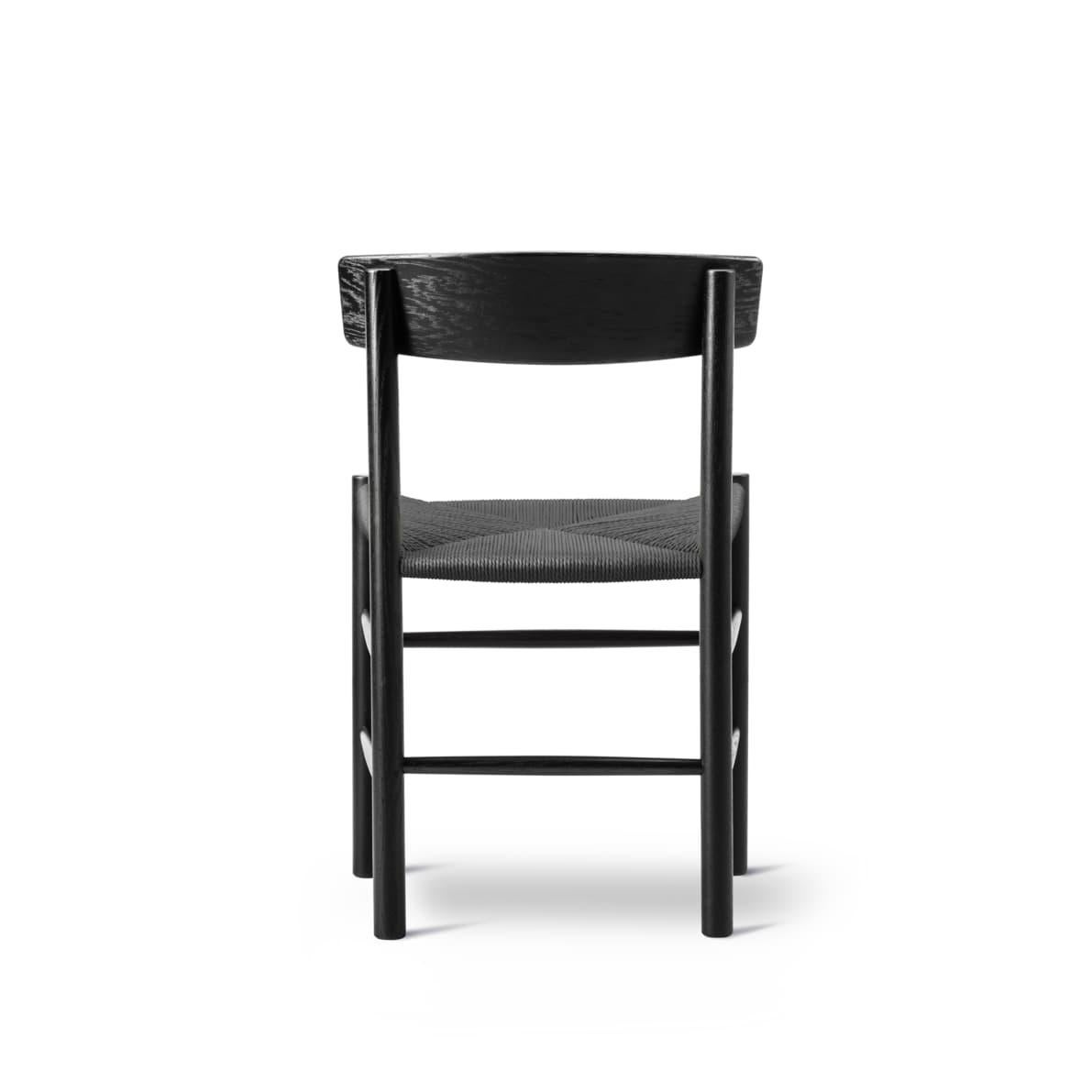 Contemporary Børge Mogensen Pair of J39 Mogensen Chairs, Black Paper Cord/Black Lacquered Oak For Sale