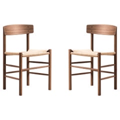 Børge Mogensen Pair of J39 Mogensen Chairs, Natural Paper Cord/Oiled Walnut