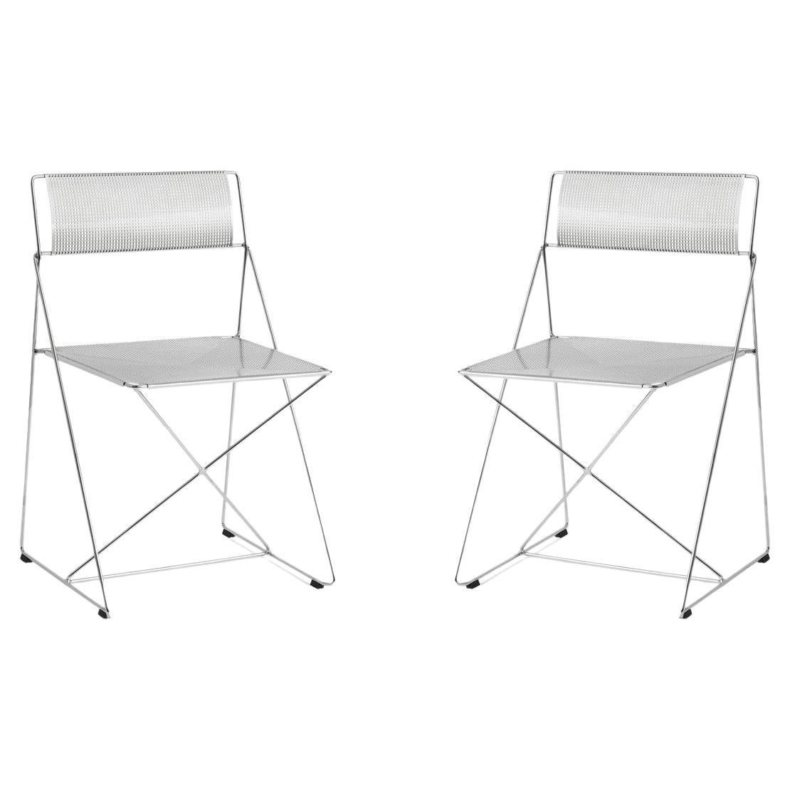 Paire de chaises d'intérieur X-Line Chromed base & Seat/Back by Niels Jørgen Haugesen