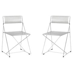 Pair of X-Line Indoor Chairs Chromed base & Seat/Back by Niels Jørgen Haugesen