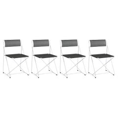Lot de 4 chaises X-Line base galvanisée/assise/dossier laqué noir pour le foin