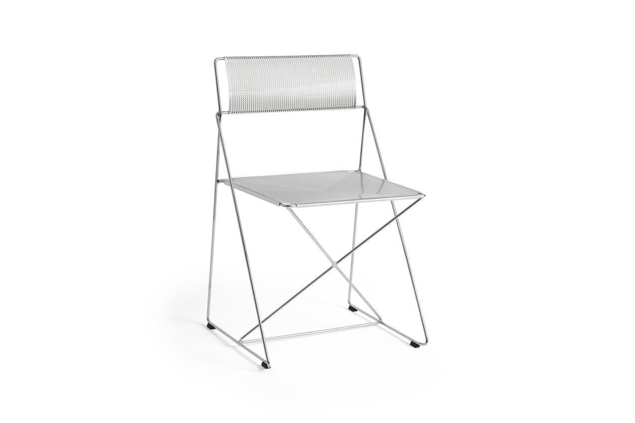 Minimaliste Lot de 4 chaises d'intérieur X-Line Chromed Base & Seat/Back by Niels Jørgen Haugesen en vente