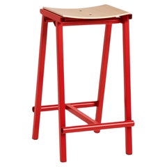 Taburete 8 Bar Stool Low, Signal Red, Powder Coated Steel / Marc Morro for Hay