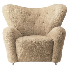 The Tired Man Lounge Chair -Sheepskin Honey/Oak by Flemming Lassen for Audo