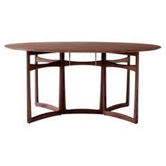 Drop Leaf HM6 Dining Table-Brass/Oiled Walnut by Hvidt & Mølgaard for &Tradition