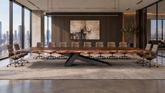 In Stock -16 Foot Single Slab Claro Walnut Cantilever Boardroom Table