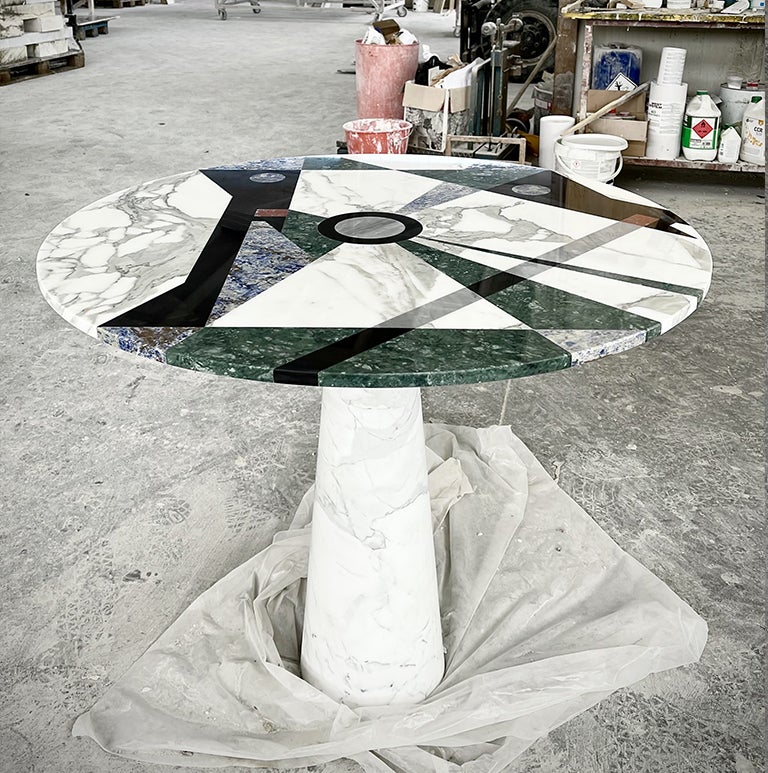 21st Century by Arch. Valeria Eva Rossi "PLUTO" Polychrome Round Marble Table