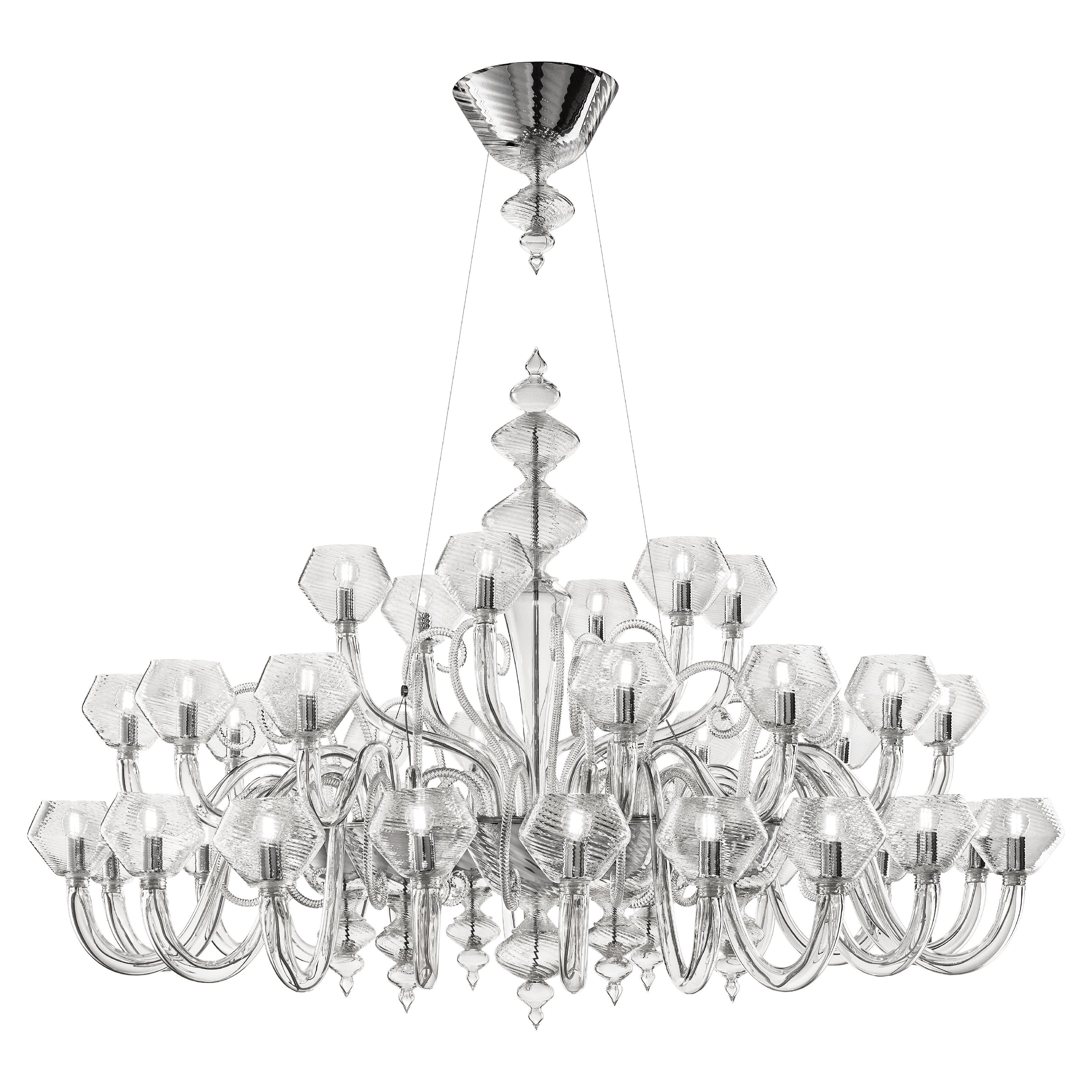 Barovier&Toso, Murano Blown Glass Chandelier, Venetian Crystal, Magritte