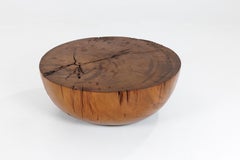 Table basse à tambour organique moderne fabriquée à partir de bois de Kauri, ancien étang de Nouvelle-Zélande