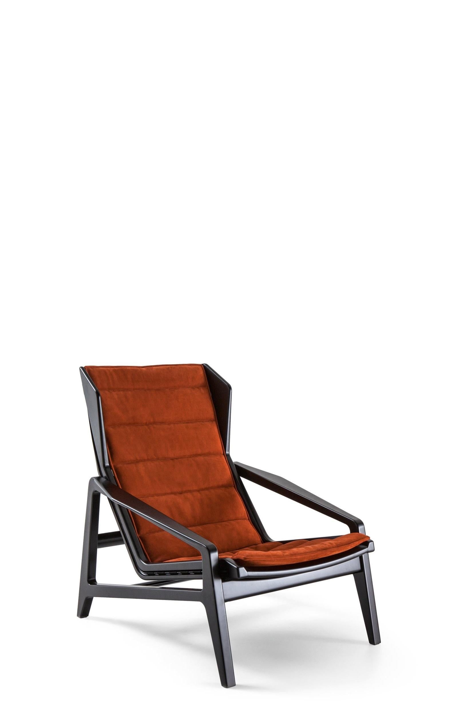 Brown (SD974_Rust) Armchair in Leather and Glossy Black Wood Molteni&C by Gio Ponti - D.156.3 5