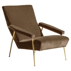 Armchair in Linen and Steel Molteni&C by Gio Ponti - D.153.1 - made in Italy