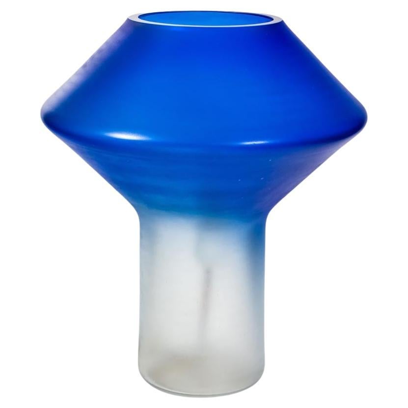 Lampe de bureau TOTEM des années 60 par Cenedese, en verre soufflé bleu et transparent de Murano, Italie