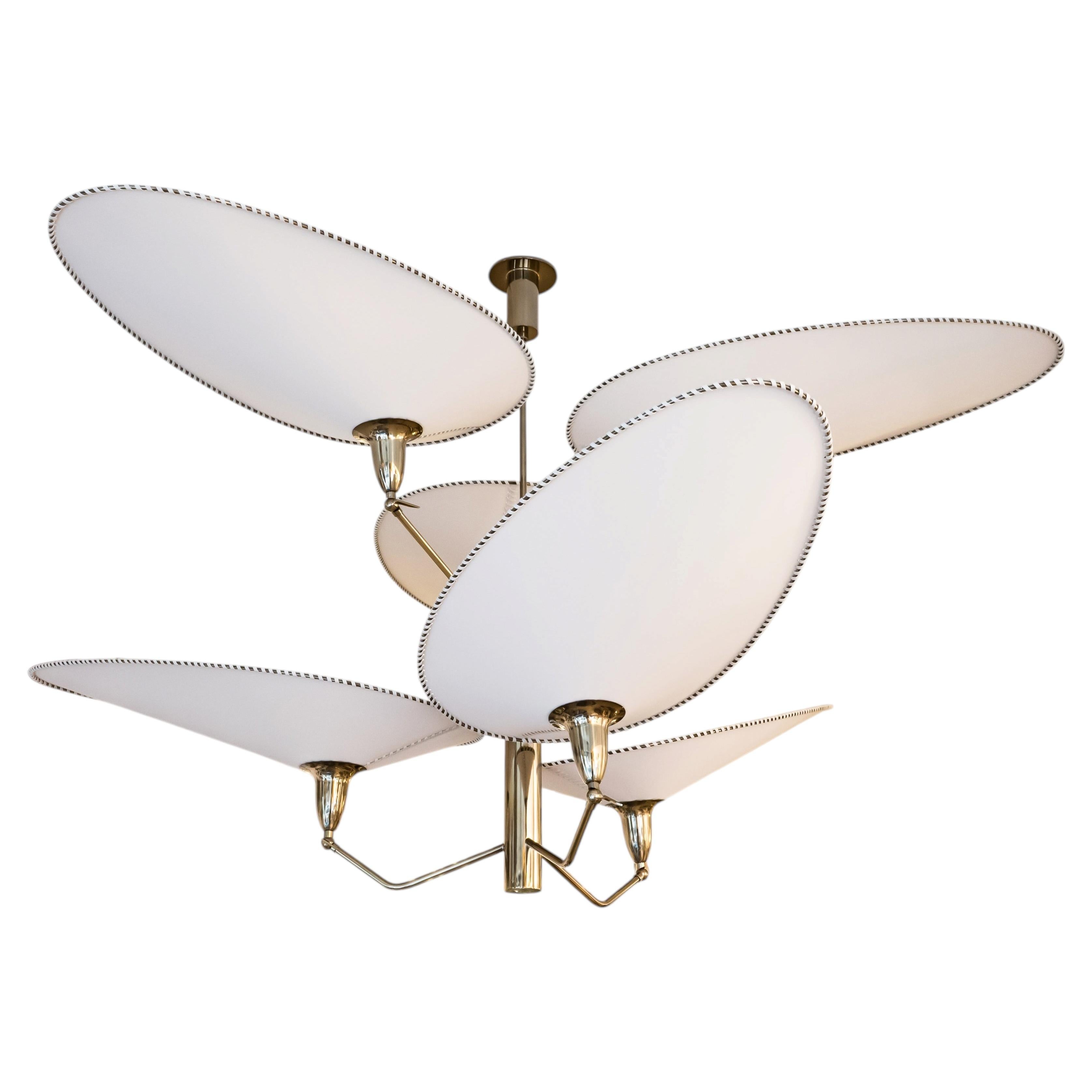 Spider 150 Ceiling Light Cream silk and Parchment Design by Diego Mardegan
