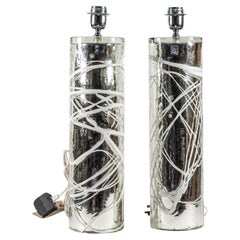 Pair of Alberto Donà hand blown Silver Mirrored Murano glass table lamps