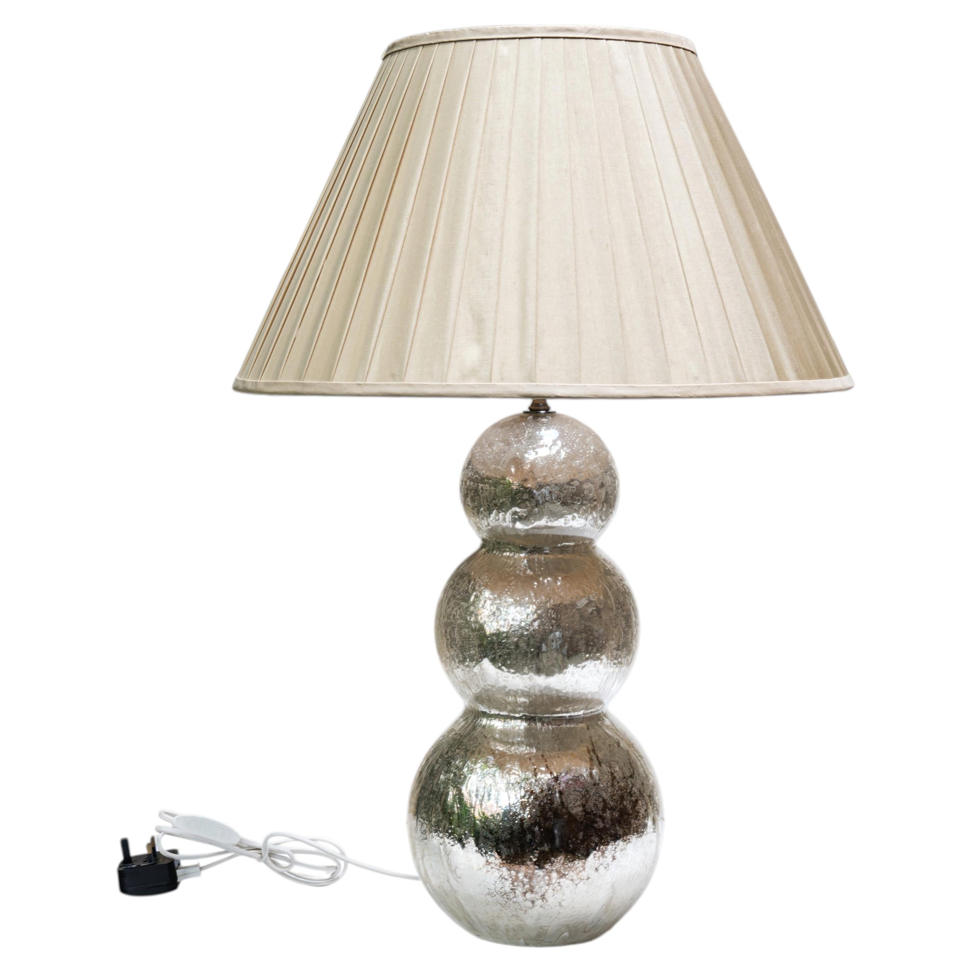 Lámpara de mesa vintage de Murano Pulegoso, cristal plateado soplado a mano, Italia