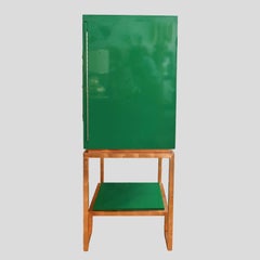 1980s Anna green lacquer Hollywood regency drink cabinet