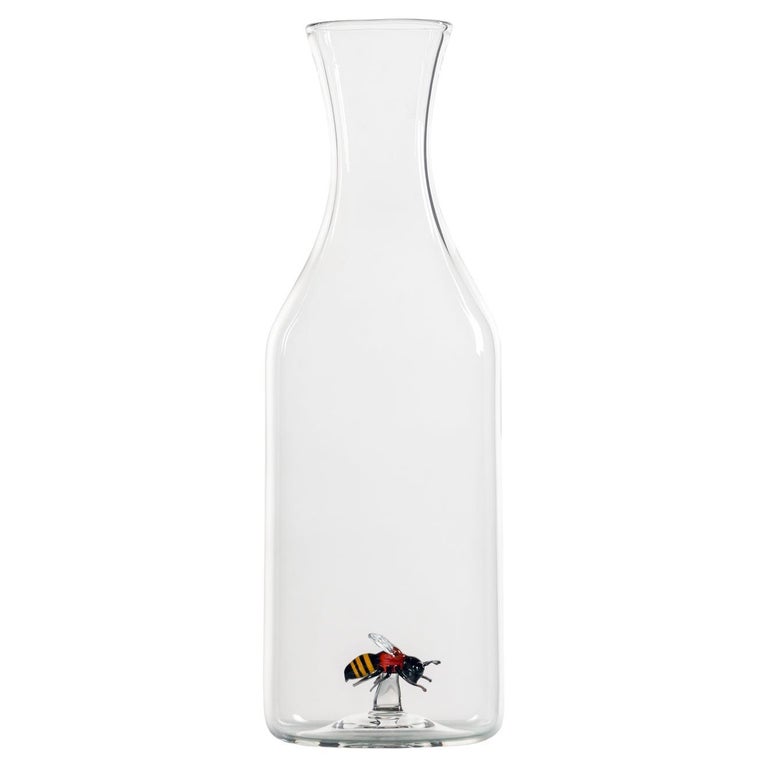 'Bee Bottle' Hand Blown Glass Bottle by Simone Crestani For Sale