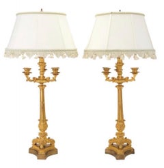 Pair of 19th Century French Ormolu Candelabra Lamps