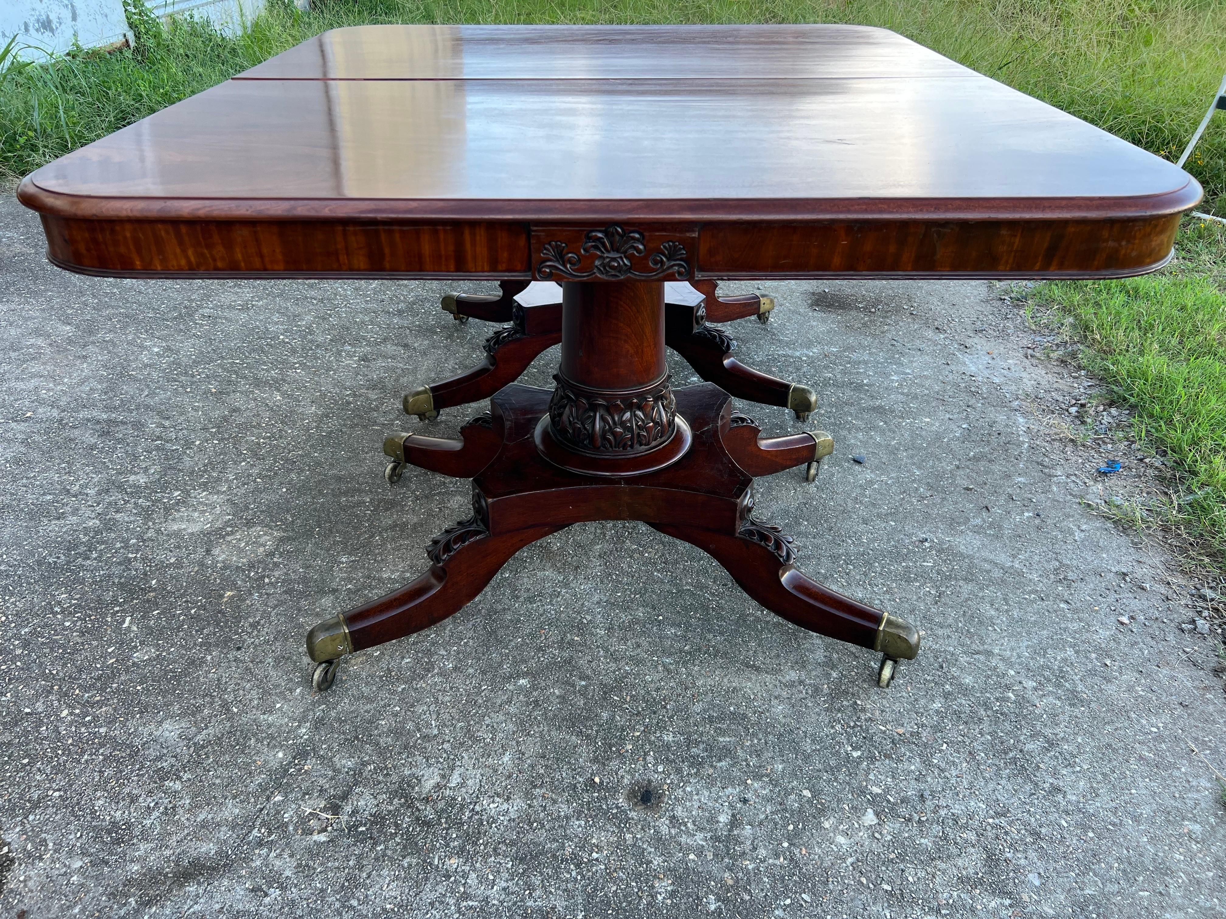 Fine 19th Century English Regency Mahogany Triple Pedestal Dining Table 5