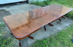 Fine 19th Century English Regency Mahogany Triple Pedestal Dining Table