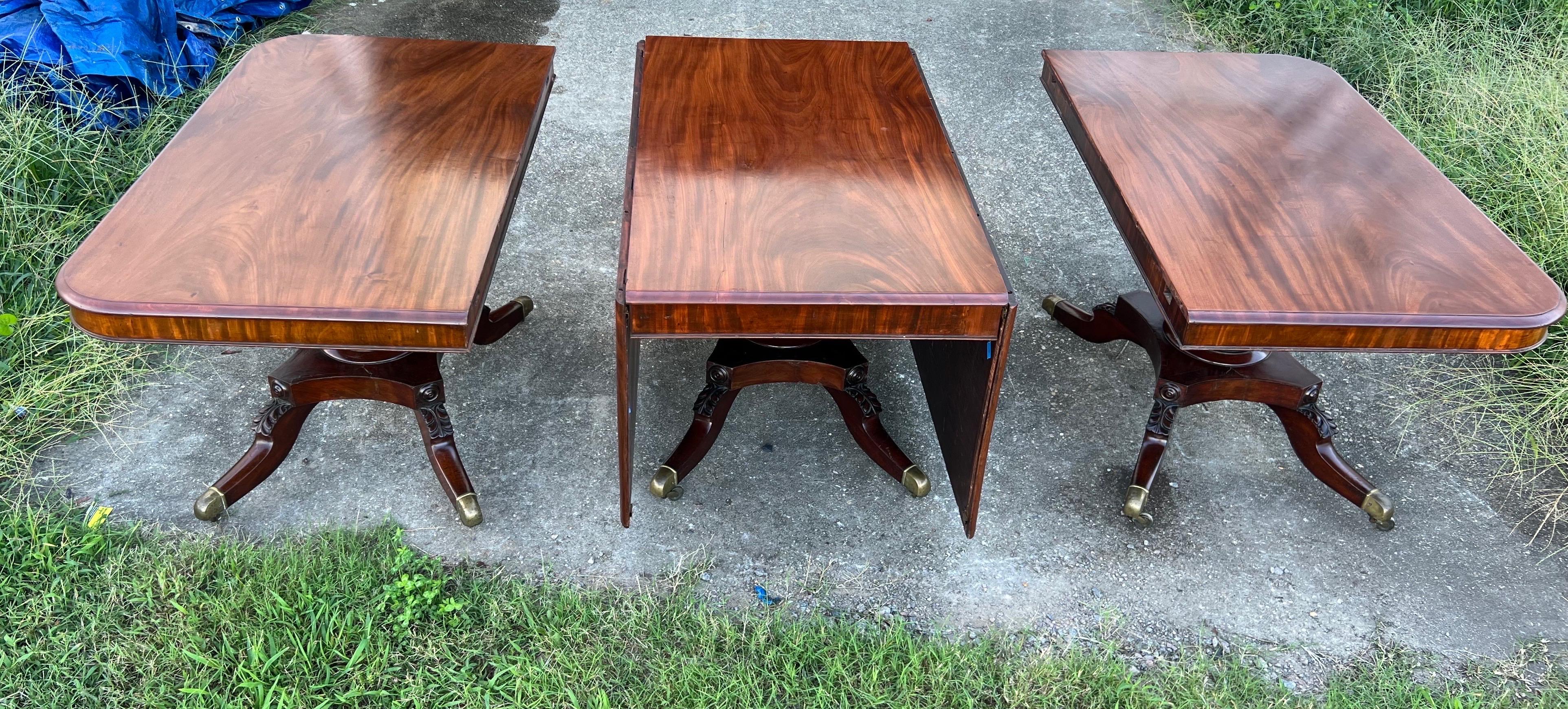 Fine 19th Century English Regency Mahogany Triple Pedestal Dining Table 4