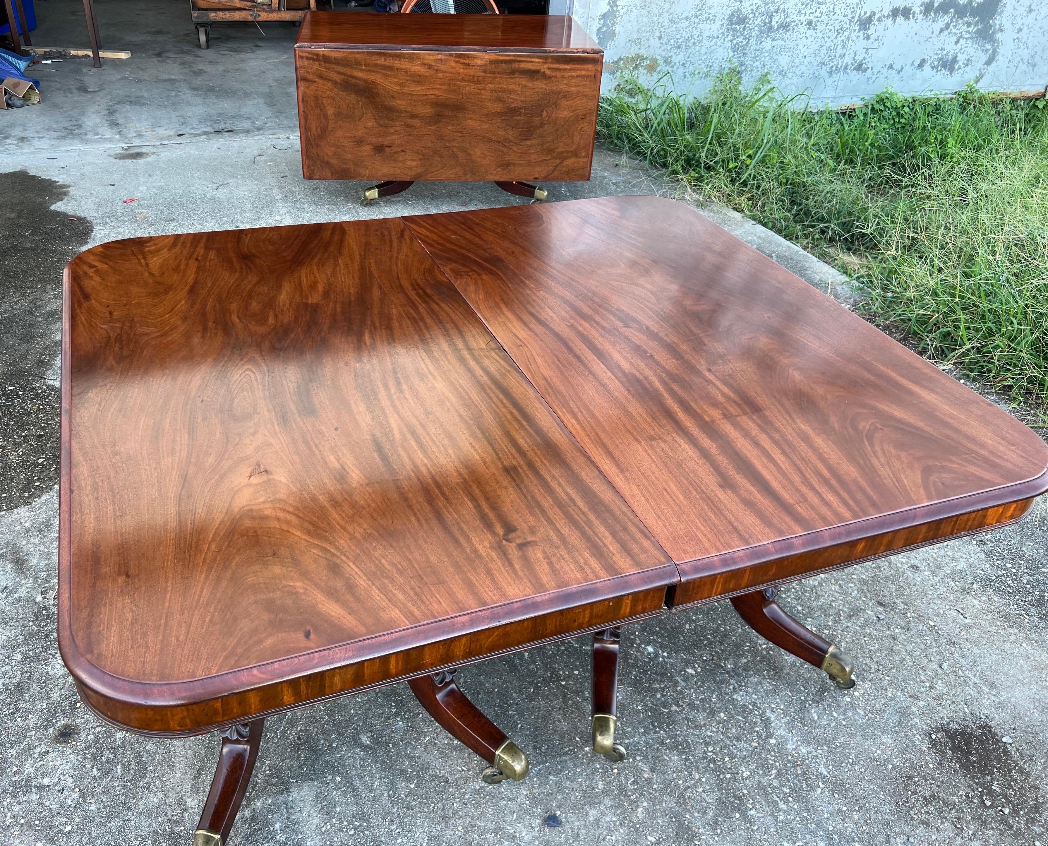 Fine 19th Century English Regency Mahogany Triple Pedestal Dining Table 6