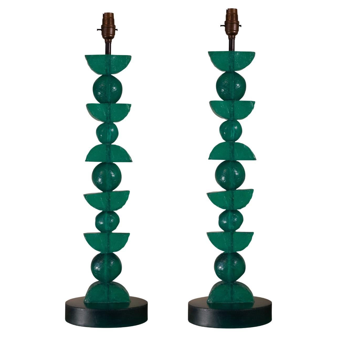 Lampada da tavolo scultorea, europea, Silhouette, verde smeraldo di Margit Wittig