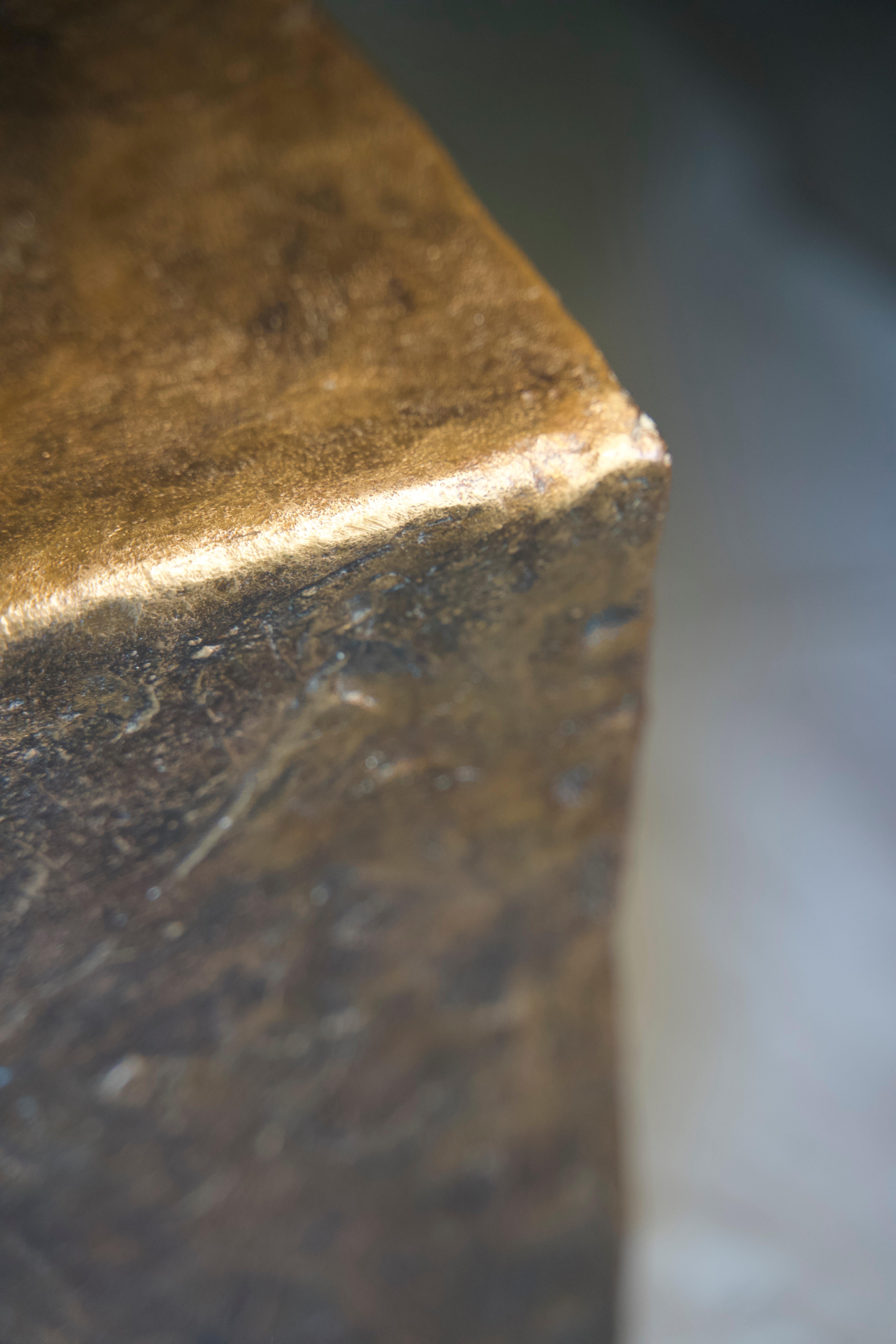 Modern Contemporary Bronze Cast Cube Side Table On Sculptural Legs For Sale
