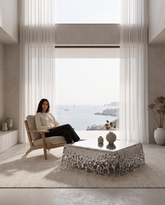 Cascatta Coffee Table, Mirror Polished Stainless Steel, Contemporary