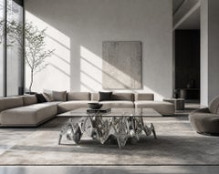 Sinusoid Coffee Table, Sculptural Wave Form, Stainless Steel, Contemporary